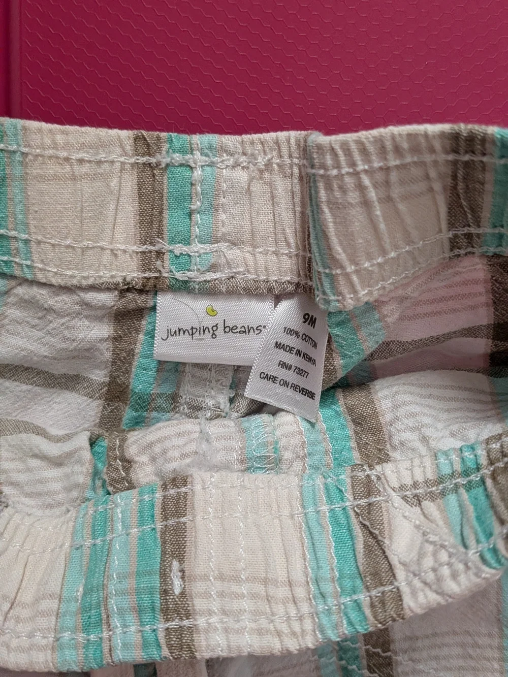 jumping beans Plaid Drawstring Shorts in White, Brown & Teal